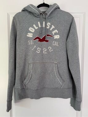 Hollister Gray Crewneck Hoodie with Red Logo